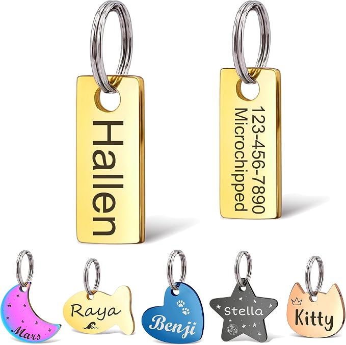 Anavia Small Size Dog Cat ID Tags, Small/XS Personalized Color Plated Stainless by Anavia