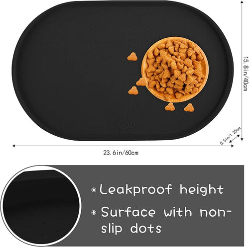 100% Waterproof 0.5" Raised Edge BPA Free Silicone Dog Food Mat, Pet Cat - Image 2