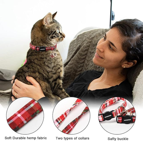 2 Pack Christmas Plaid Cat Collars Breakaway - Image 2