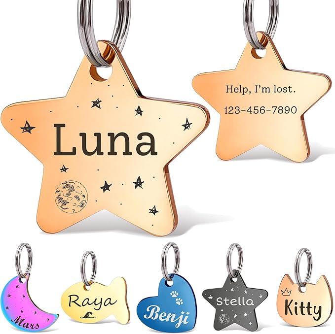 Anavia Small Size Dog Cat ID Tags, Small/XS Personalized Color Plated Stainless by Anavia