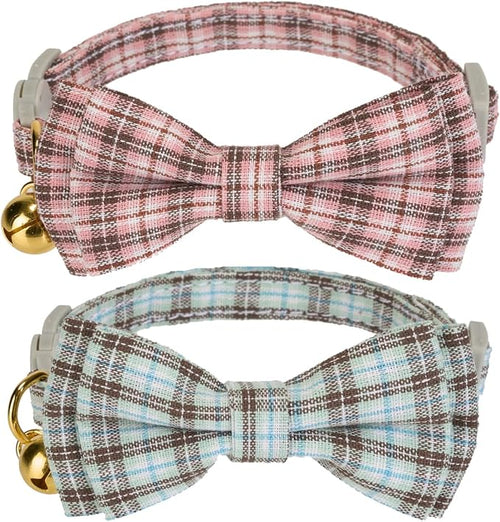 2 Pack Soft Cotton Cat Collars by Ewinoom