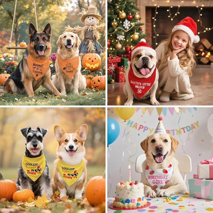 Birthday Crew White Dog Bandana, Cute Pet Scarf - Image 6