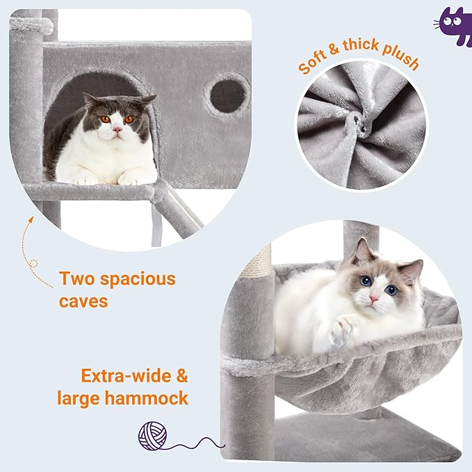 Allewie 81 Inches Tall Cat Tree/Multi-Level Large Climbing Tree House and Towers - Image 6