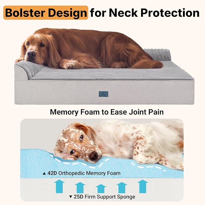 Veehoo Orthopedic Dog Bed for Large Senior Dogs, 7 Inch Thick XL Memory Foam - Image 3
