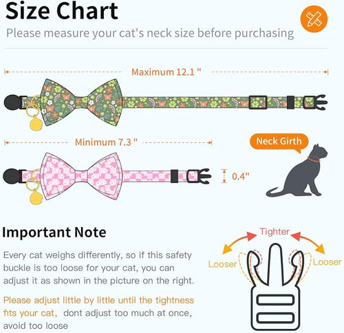 2 Pack Cotton Cat Collar with Bow Tie and Bell - Image 2