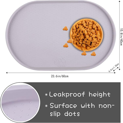 100% Waterproof 0.5" Raised Edge BPA Free Silicone Dog Food Mat, Pet Cat - Image 2