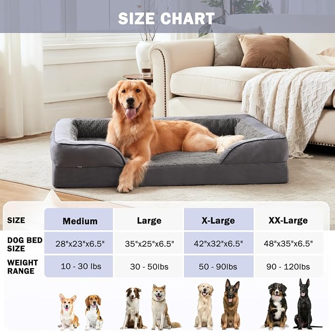 INVENHO Orthopedic Large Dog Bed, Washable Waterproof, Egg-Crate Foam Dog Couch - Image 7