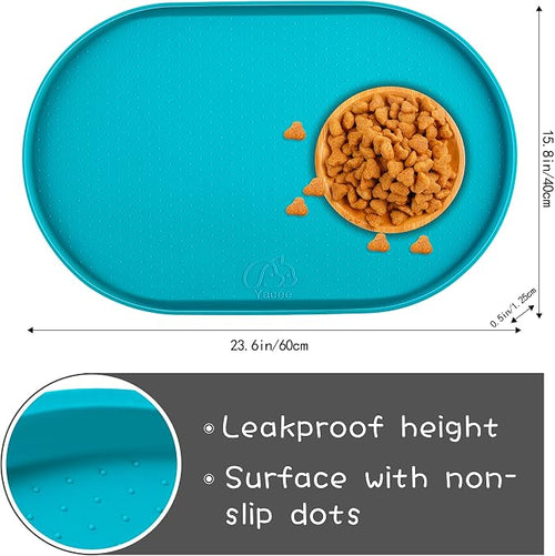 100% Waterproof 0.5" Raised Edge BPA Free Silicone Dog Food Mat, Pet Cat - Image 2