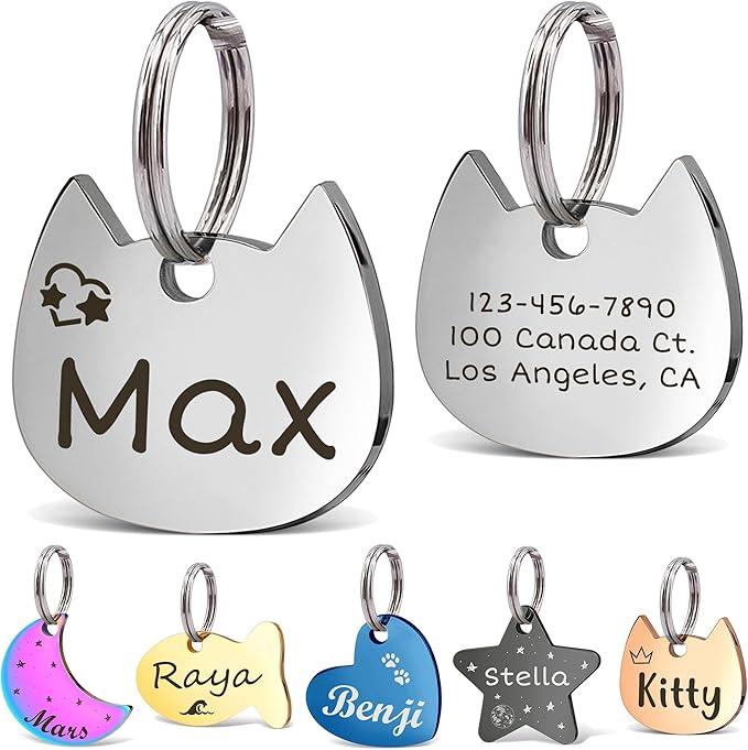 Anavia Small Size Dog Cat ID Tags, Small/XS Personalized Color Plated Stainless by Anavia