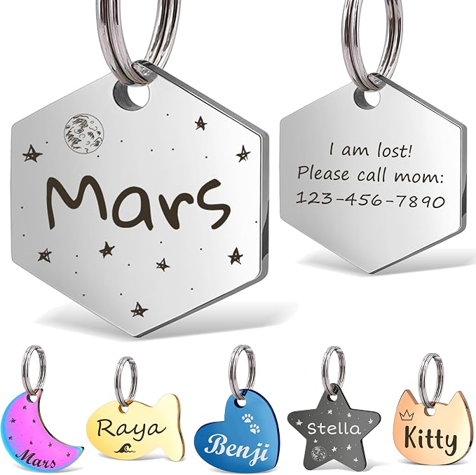Anavia Small Size Dog Cat ID Tags, Small/XS Personalized Color Plated Stainless by Anavia
