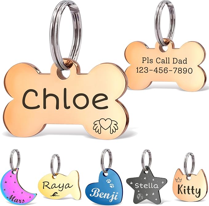 Anavia Small Size Dog Cat ID Tags, Small/XS Personalized Color Plated Stainless by Anavia