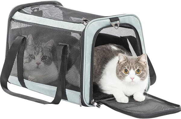 19 x 12 x 12 Large Cat Car Carrier – Roomy Escape-Proof Cat Car Seat by Petsfit