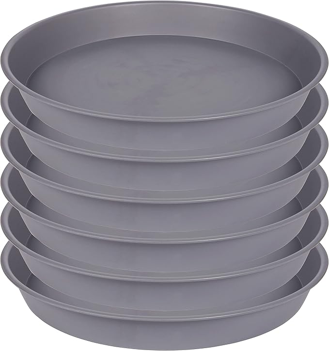 6 Pack of 7 inch Plant Saucer, Heavy Duty Plastic Plant Water Tray 7 inch Round by Bleuhome
