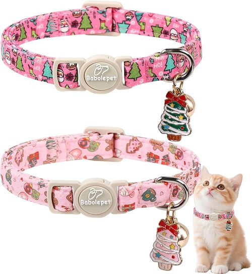 2 Pack Christmas Cat Collars by Babolepet