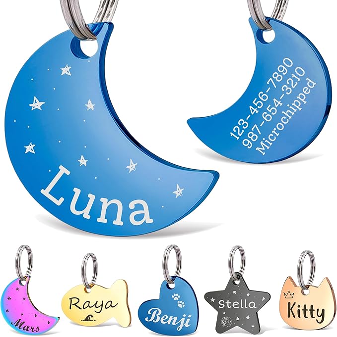 Anavia Small Size Dog Cat ID Tags, Small/XS Personalized Color Plated Stainless by Anavia