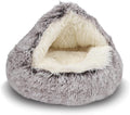 ShinHye Cat Bed Round Plush Fluffy Hooded Cat Bed Cave, Cozy by ShinHye