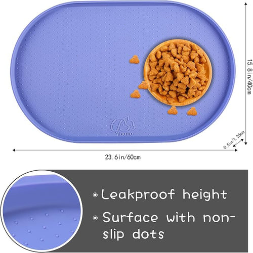 100% Waterproof 0.5" Raised Edge BPA Free Silicone Dog Food Mat, Pet Cat - Image 2