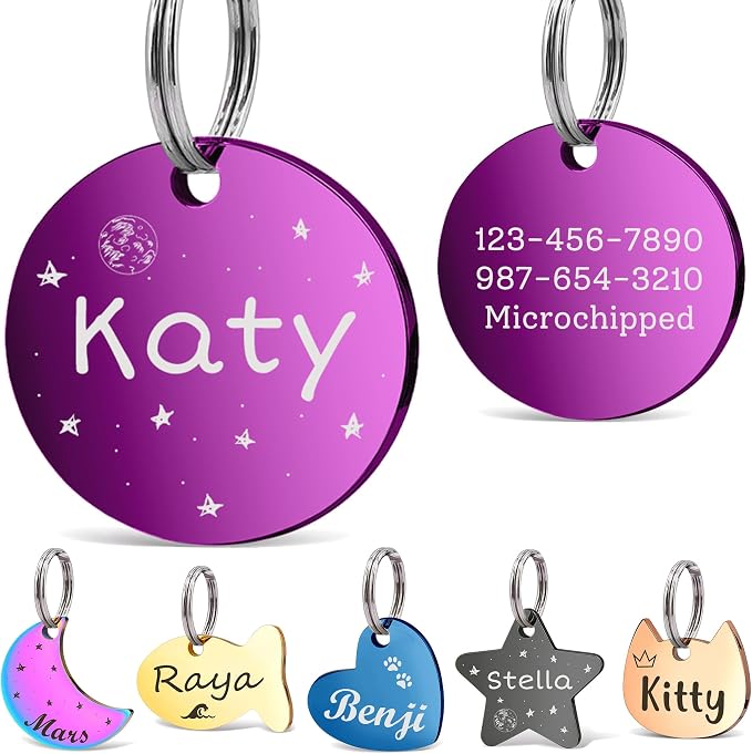 Anavia Small Size Dog Cat ID Tags, Small/XS Personalized Color Plated Stainless by Anavia