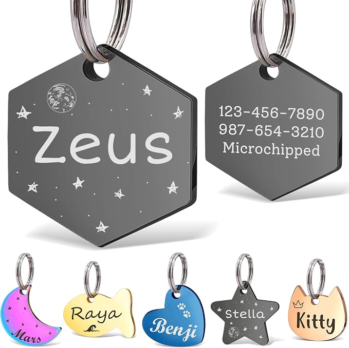 Anavia Small Size Dog Cat ID Tags, Small/XS Personalized Color Plated Stainless by Anavia