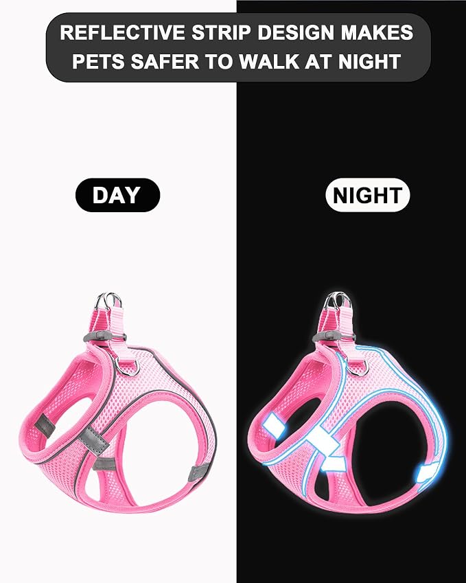 L Red Soft Mesh Dog Harness and Leash Set, No Escape Puppy Harnesses - Image 3
