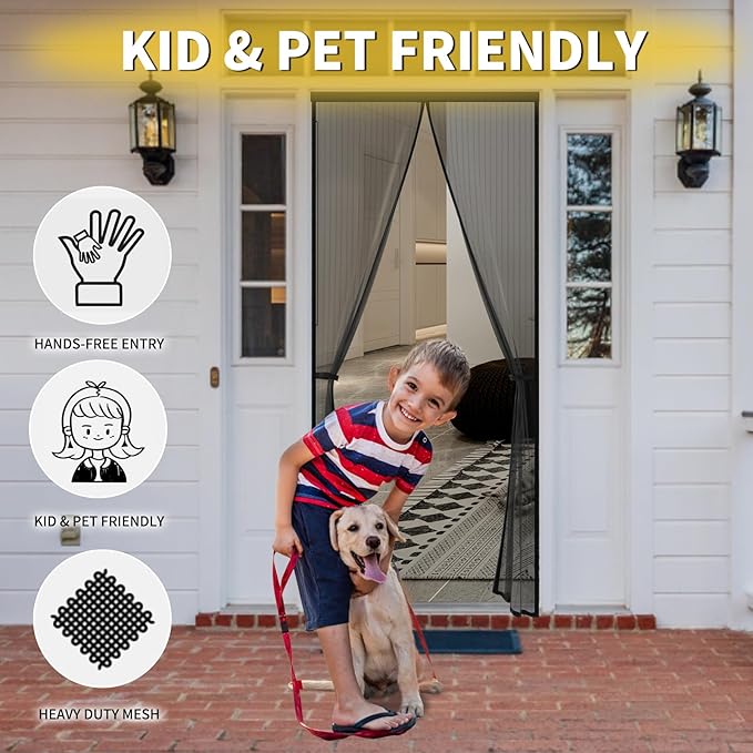 Magnetic Screen Door for 48 x 96 Inch French Door, Screen Itself Size: 50" x 97" - Image 4