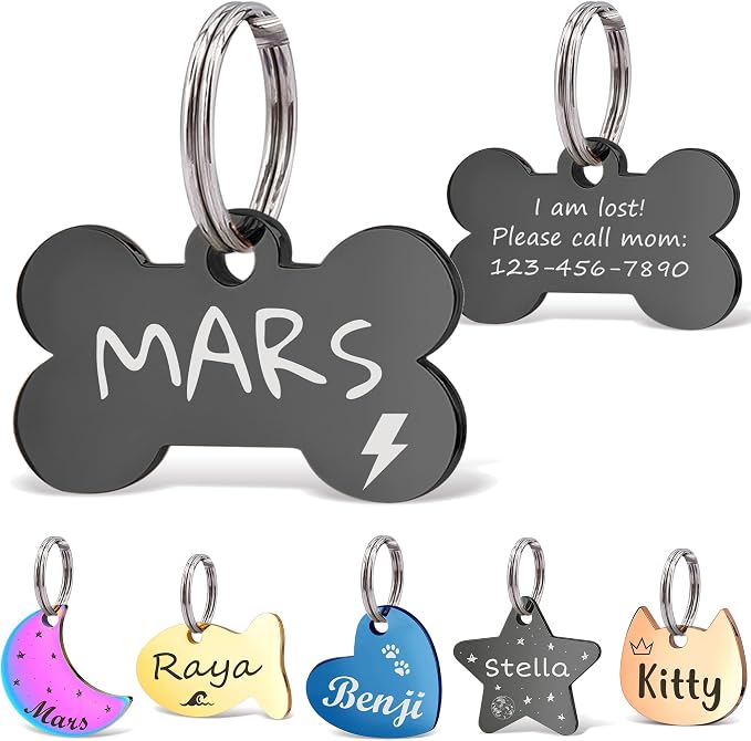 Anavia Small Size Dog Cat ID Tags, Small/XS Personalized Color Plated Stainless by Anavia