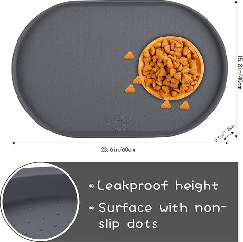 100% Waterproof 0.5" Raised Edge BPA Free Silicone Dog Food Mat, Pet Cat - Image 2