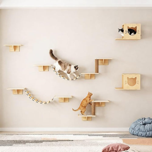 12-Pc Cat Wall Shelves, Cat Wall Furniture Set by Unknown