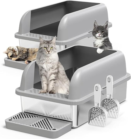 2 Pack XL Stainless Steel Litter Box Enclosure by Suzzipaws