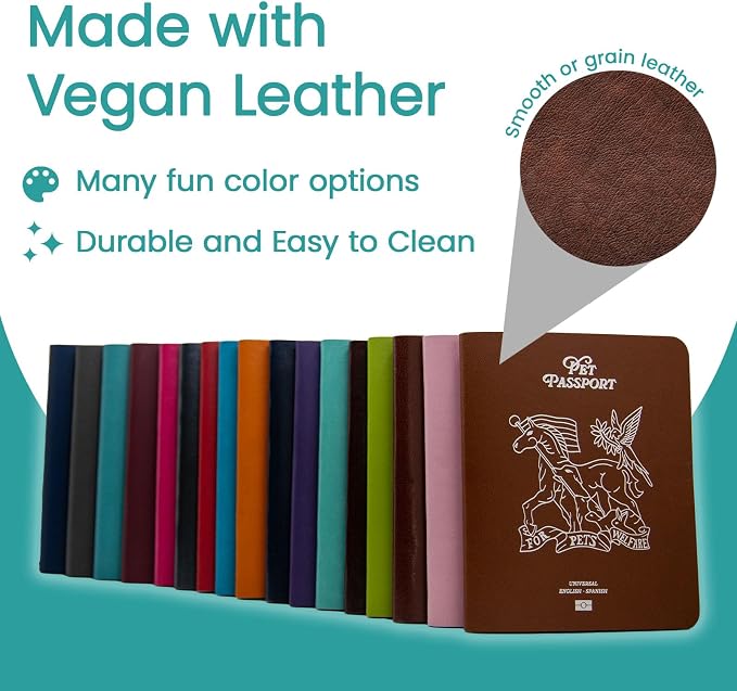 Color Premium PU Leather stitch-sewn Pet Passport Medical Record - Image 3