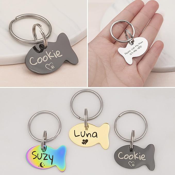 Anavia Small Size Dog Cat ID Tags, Small/XS Personalized Color Plated Stainless - Image 4