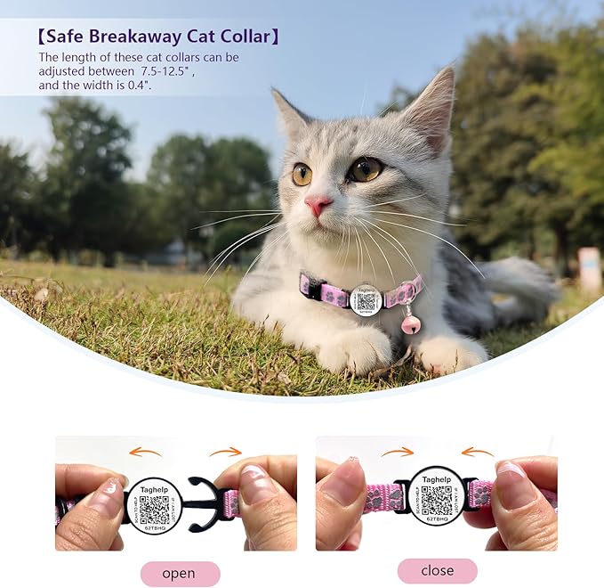Collar with QR Code, Reflective Cat Collar with Name Tag, Personalized - Image 2