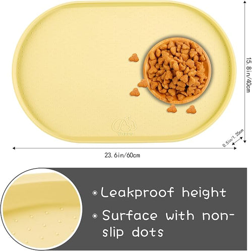 100% Waterproof 0.5" Raised Edge BPA Free Silicone Dog Food Mat, Pet Cat - Image 2