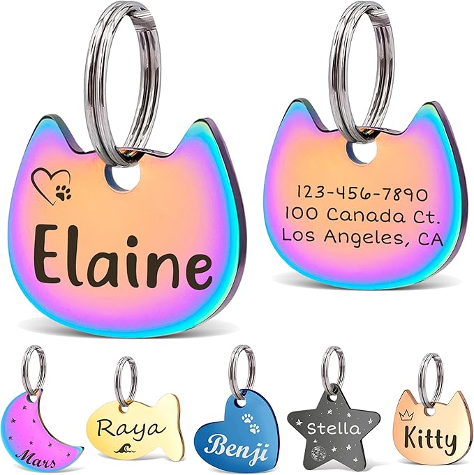 Anavia Small Size Dog Cat ID Tags, Small/XS Personalized Color Plated Stainless by Anavia
