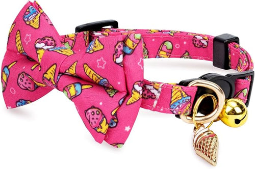 2 Pack Cotton Cat Collar with Bow Tie and Bell - Image 2