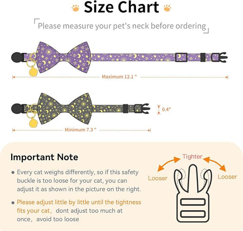 2 Pack Cotton Cat Collar with Bow Tie and Bell - Image 2