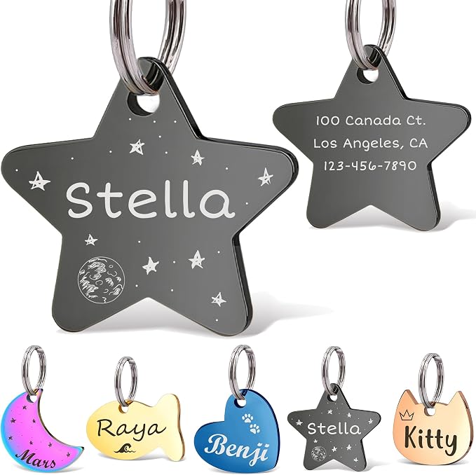 Anavia Small Size Dog Cat ID Tags, Small/XS Personalized Color Plated Stainless by Anavia