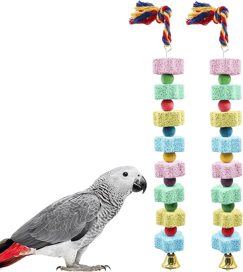2 Pack Bird Chewing Toy, Colorful Parrot Beak Grinding Calcium Stone by Dnoifne
