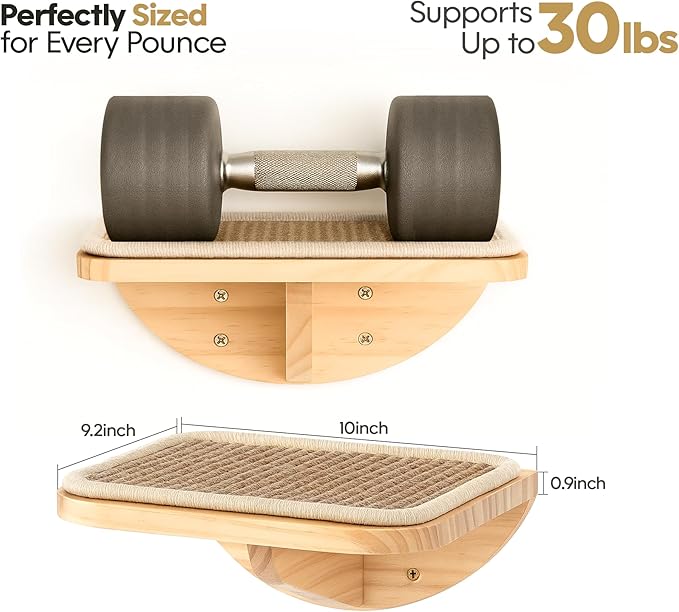 Wood Cat Wall Shelves with Sisal Mat – Cats Wall Furniture Steps - Image 3