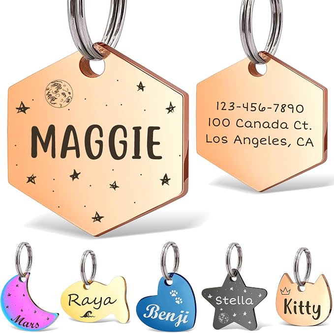 Anavia Small Size Dog Cat ID Tags, Small/XS Personalized Color Plated Stainless by Anavia