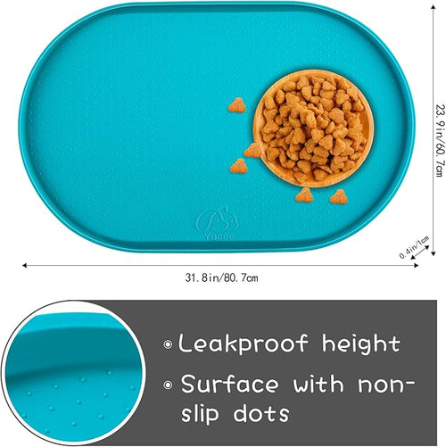 100% Waterproof 1.0" Raised Edge BPA Free Silicone Dog Food Mat, Pet Cat - Image 2