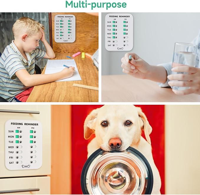 YAUYIK Dog Feeding Reminder, Magnetic Reminder Sticker, AM/PM Daily Indication - Image 3