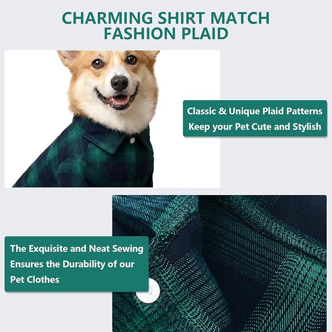 Koneseve Dog Shirt, Pet Plaid Clothes Shirt T-Shirt, Sweater Bottoming Shirt - Image 5