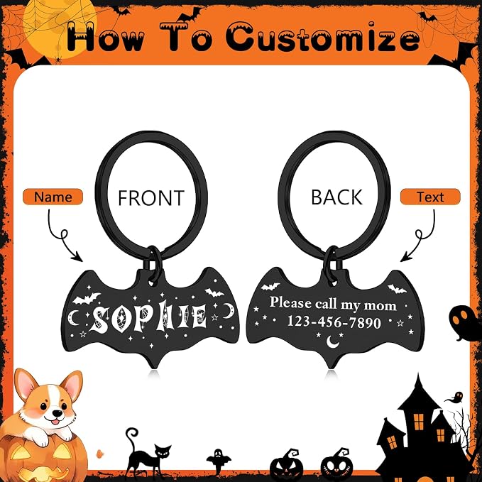 Personalized Pet Tags for Dog Cat, Custom Halloween ID Tags for Dogs, Dog Name - Image 2