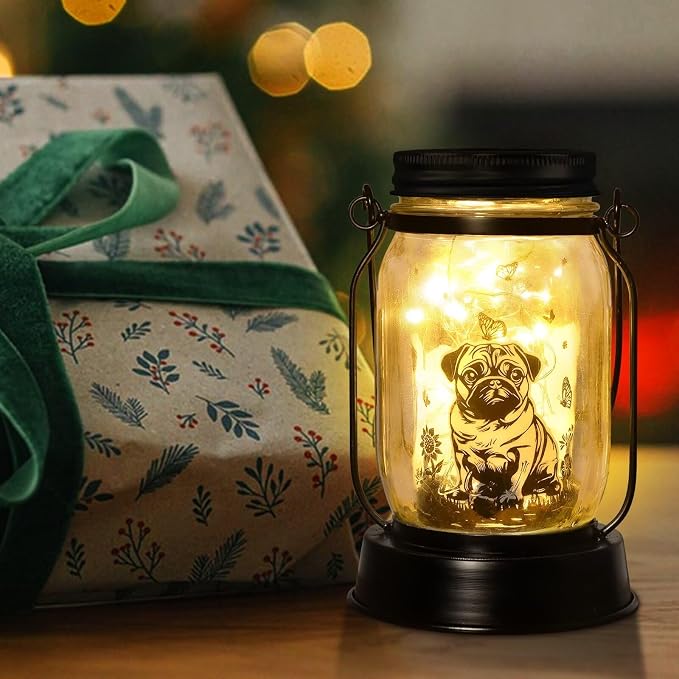 kyoryuger Pug Dog Gifts for Women/Men Pug Dog Solar Lanterns Mom Birthday Gift - Image 2