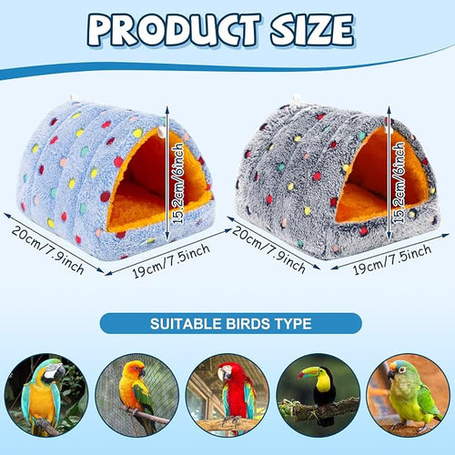 2 Pack Bird Nest House, Hanging Hammock Fluffy Parrots Bird Bed - Image 2