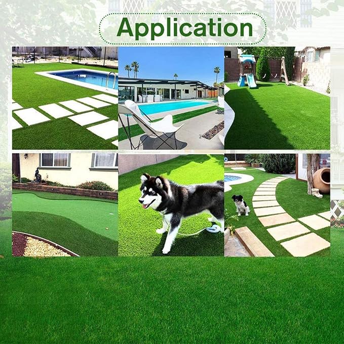 Artificial Grass Rug Outdoor Indoor 3FTX45FT Fake Grass Carpet Green Synthetic - Image 9