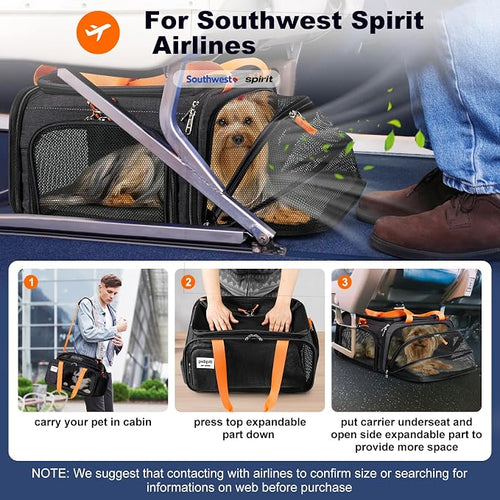 18x13.5x9 TSA Approved top and 1 Side Expandable pet Carrier - Image 2
