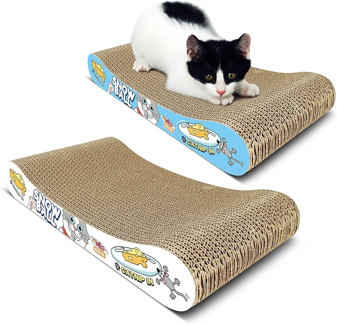 TTCAT Cat Scratching Pad, 2 Pack Corrugated Cat Scratcher Cardboard, Bone Type by TTCAT