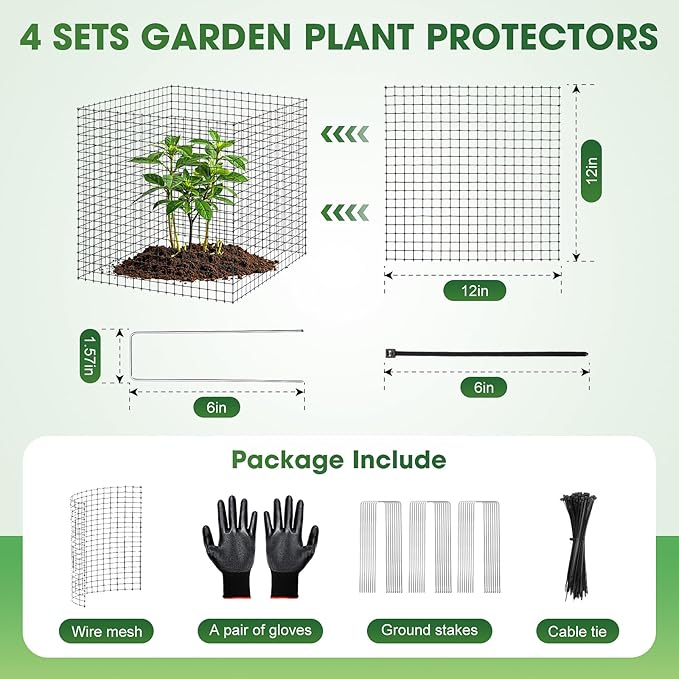 9 PCS Plant Protectors from Animals, 12x12 Inch Heavy Duty Metal Plant Cages - Image 2